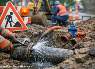 Fürstengraben Jena: Wasserleitung defekt, halbseitig gesperrt Fürstengraben Jena: Wasserleitung defekt, halbseitig gesperrt. Symbolfoto: Illustration via KI