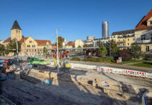 Gleisbau an der Paradiesbrücke dauert bis Dezember 2026 Gleisbau an der Paradiesbrücke dauert bis Dezember 2026. Foto: Stadtwerke Jena